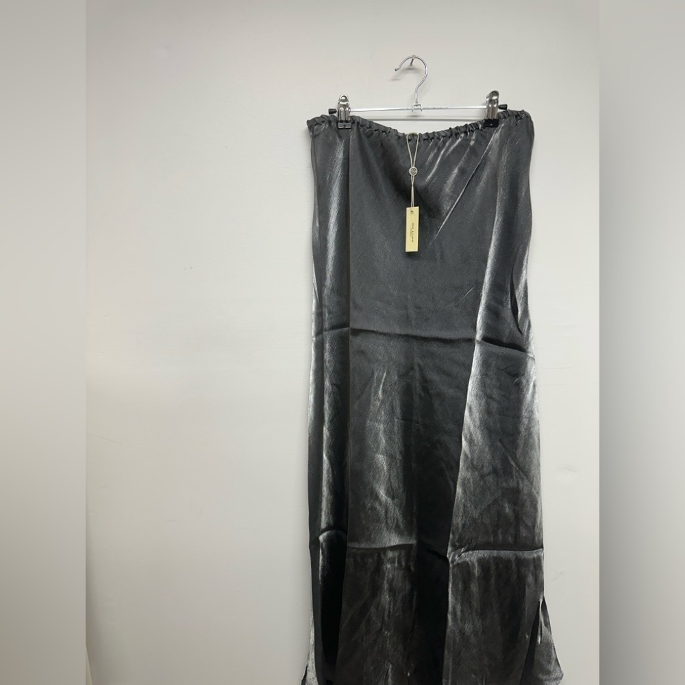 Max Studio Metallic Satin Skirt - Silver - NWT - Picture 6 of 10